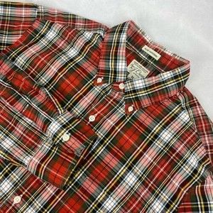 J. Crew Men's Red Plaid Cotton Long Sleeve Button Down Shirt Size M‎